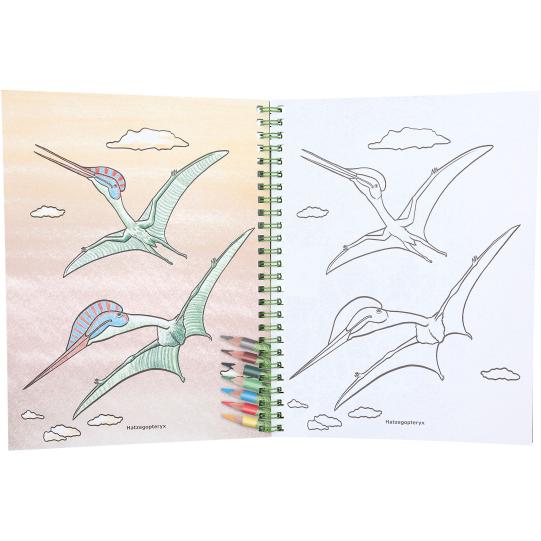 Dino World Colouring Book with Colouring Pencils