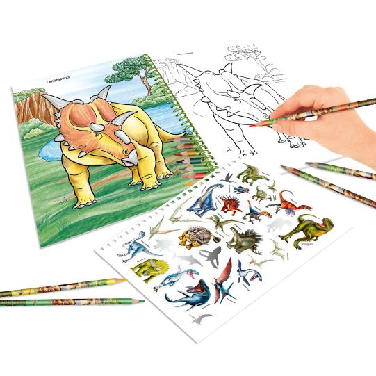Dino World Colouring Book with Colouring Pencils