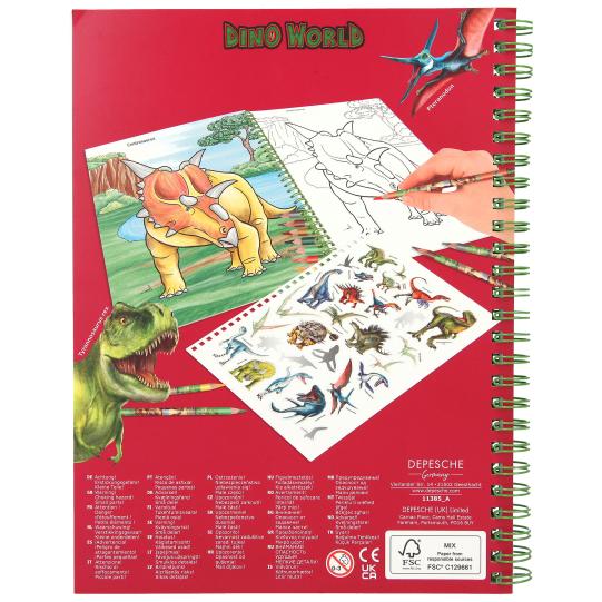 Dino World Colouring Book with Colouring Pencils