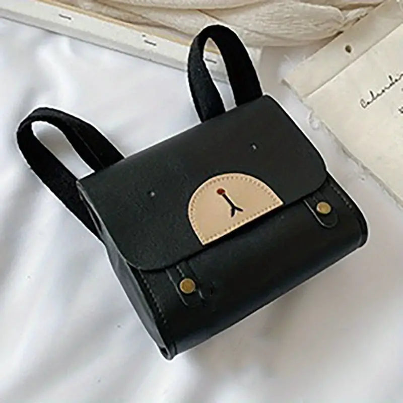 Leather Bear Backpack- Black