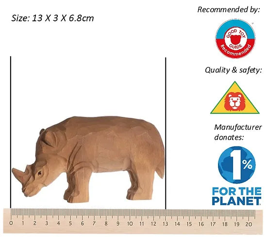 Wudimals Wooden Rhinoceros Animal Toy