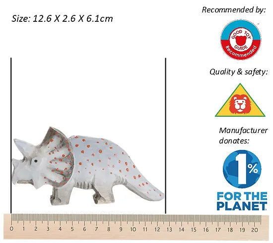 Wudimals Wooden Triceratops Dinosaur Animal Toy