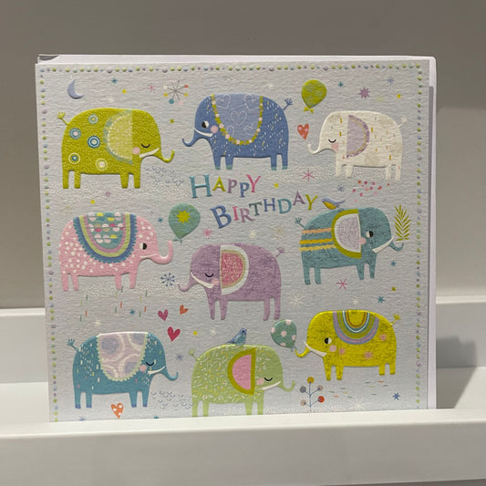 Flamingo Paperie Happy Birthday Elephants Greetings Card