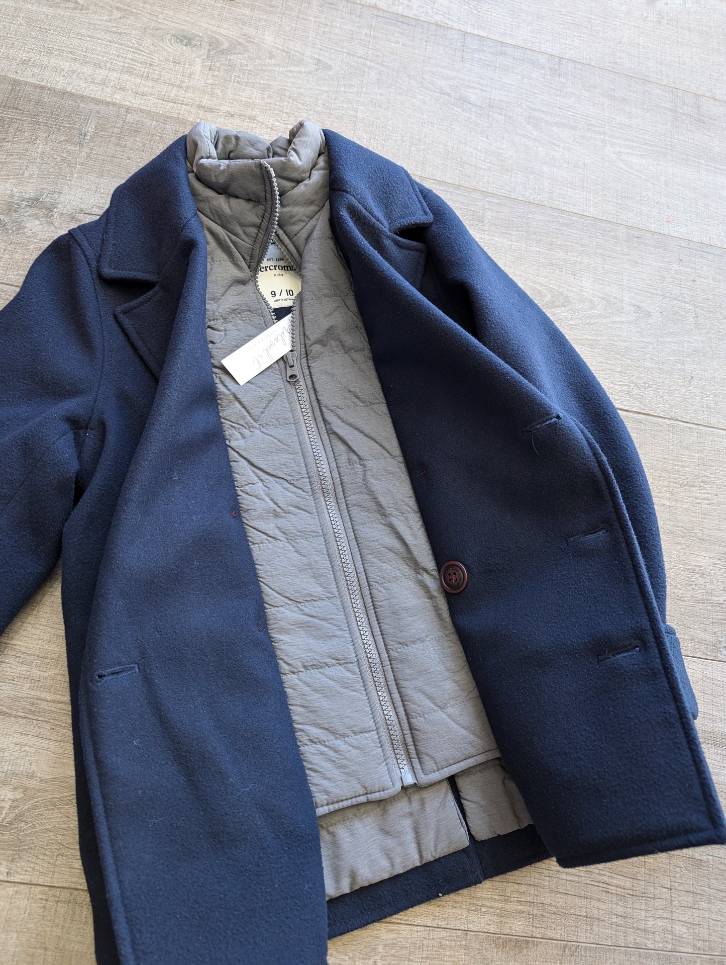 3920901 Abercombie Navy Pea Coat 9-10yrs