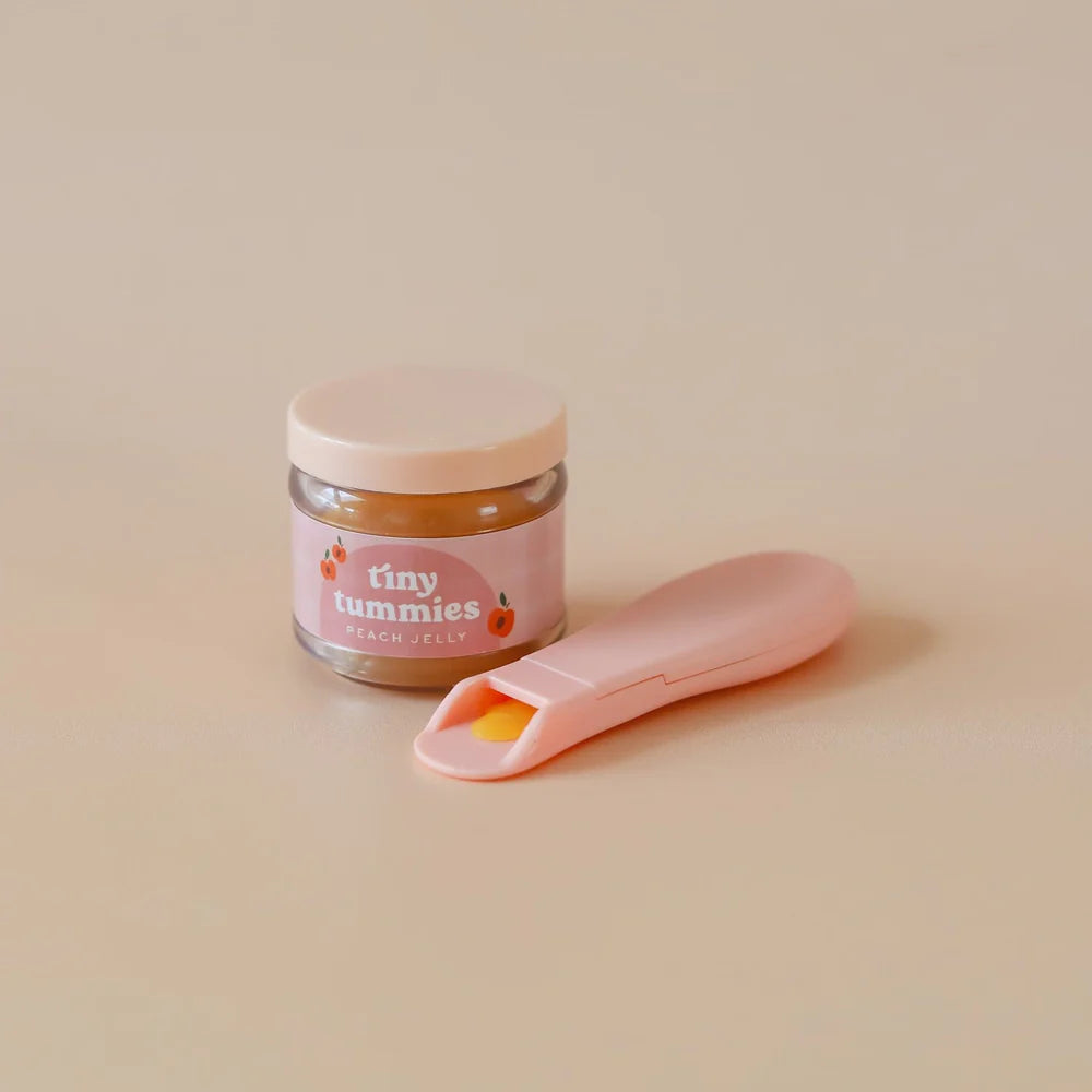 Tiny Harlow Tiny Tummies Peach Jelly Food Jar & Spoon Set