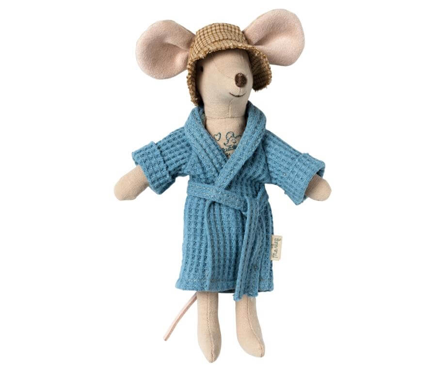 Maileg Clothes, Bathrobe, Dusty Blue