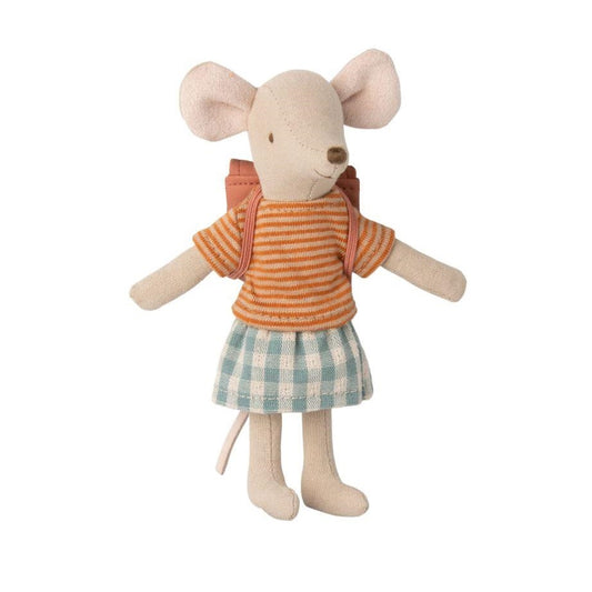 Maileg Tricycle Mouse, Big Sister with Bag- Old Rose