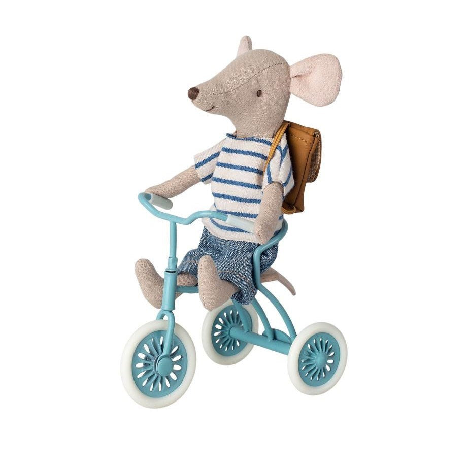 Maileg Abri a Tricycle, Mouse- Petrol Blue