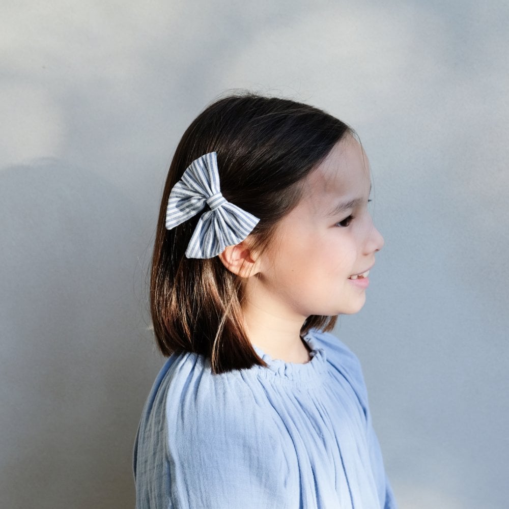 Mimi & Lula Seaside Stripe Bow- Blue