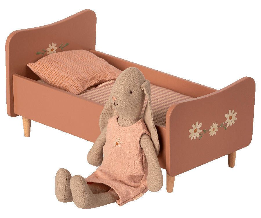Maileg Wooden Bed, Mini- Rose