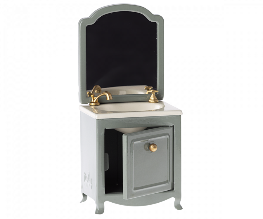 Maileg Sink Dresser w. mirror, Mouse- Dark Mint