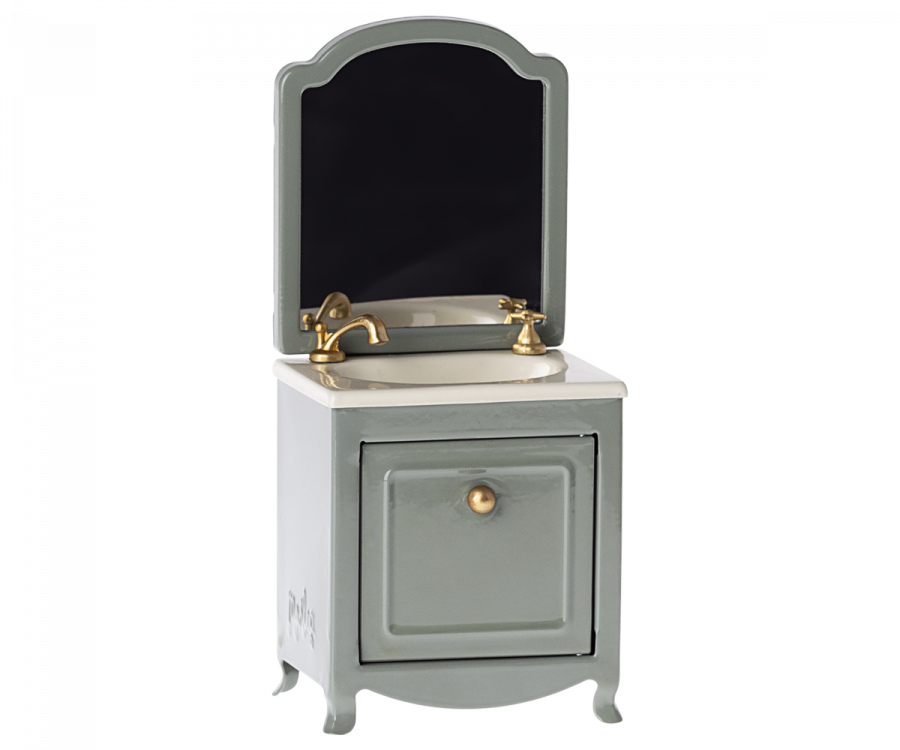Maileg Sink Dresser w. mirror, Mouse- Dark Mint