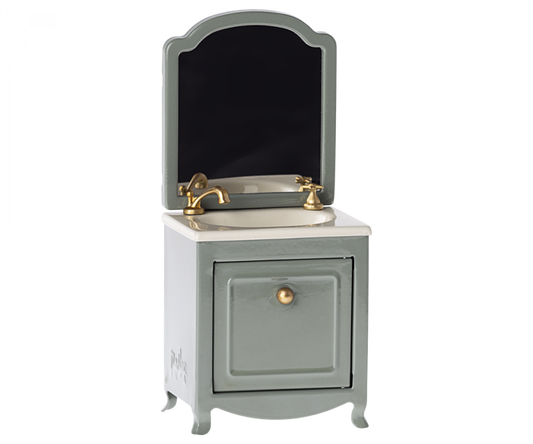 Maileg Sink Dresser w. mirror, Mouse- Dark Mint