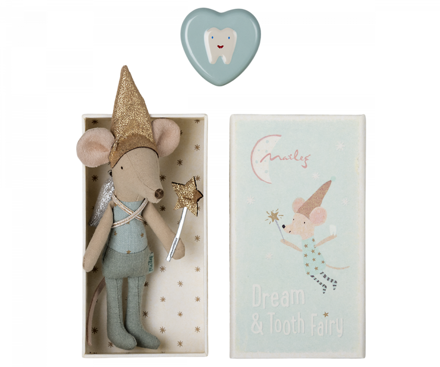Maileg Tooth Fairy Mouse in Matchbox- Blue