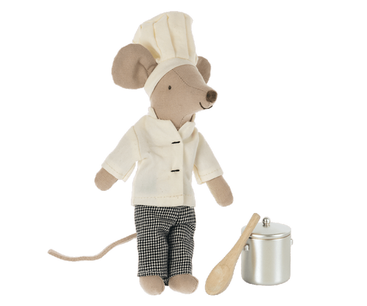 Maileg Chef Mouse w soup pot and spoon