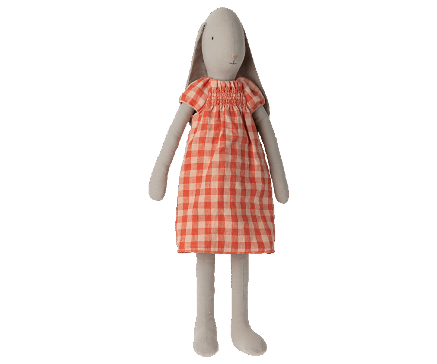 Maileg Bunny, size 5, Red Check Dress