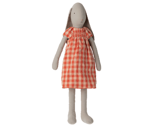 Maileg Bunny, size 5, Red Check Dress