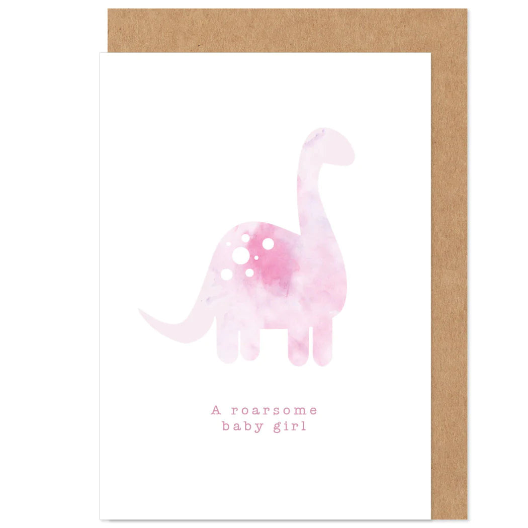 Bow & Bell Roarsome Baby Girl Dinosaur Card