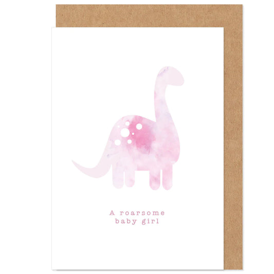 Bow & Bell Roarsome Baby Girl Dinosaur Card