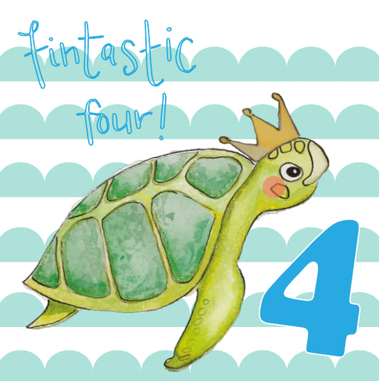 Hanxmade 4th Birthday Card Turtle