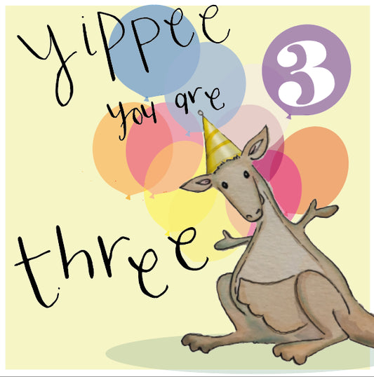 Hanxmade 3rd Birthday Card Kangaroo