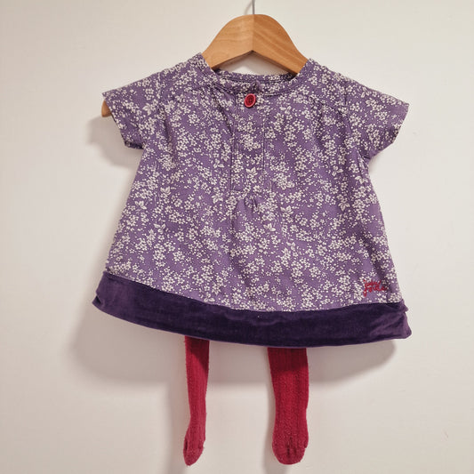 8231002 Joules Dress and Tights Set 0-3mths