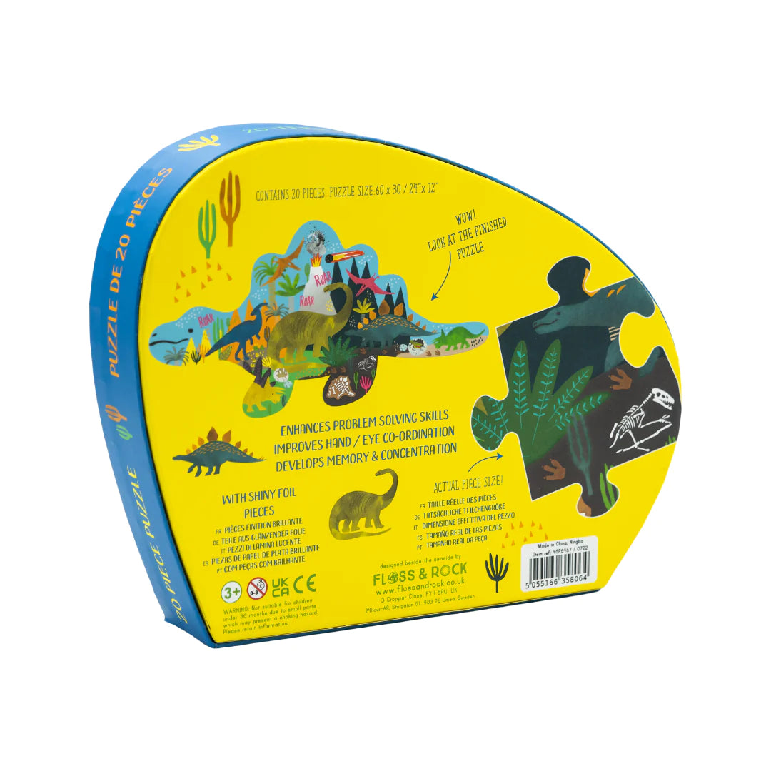 Floss & Rock Dino 20pc Dinosaur Shaped Jigsaw With Shaped Box