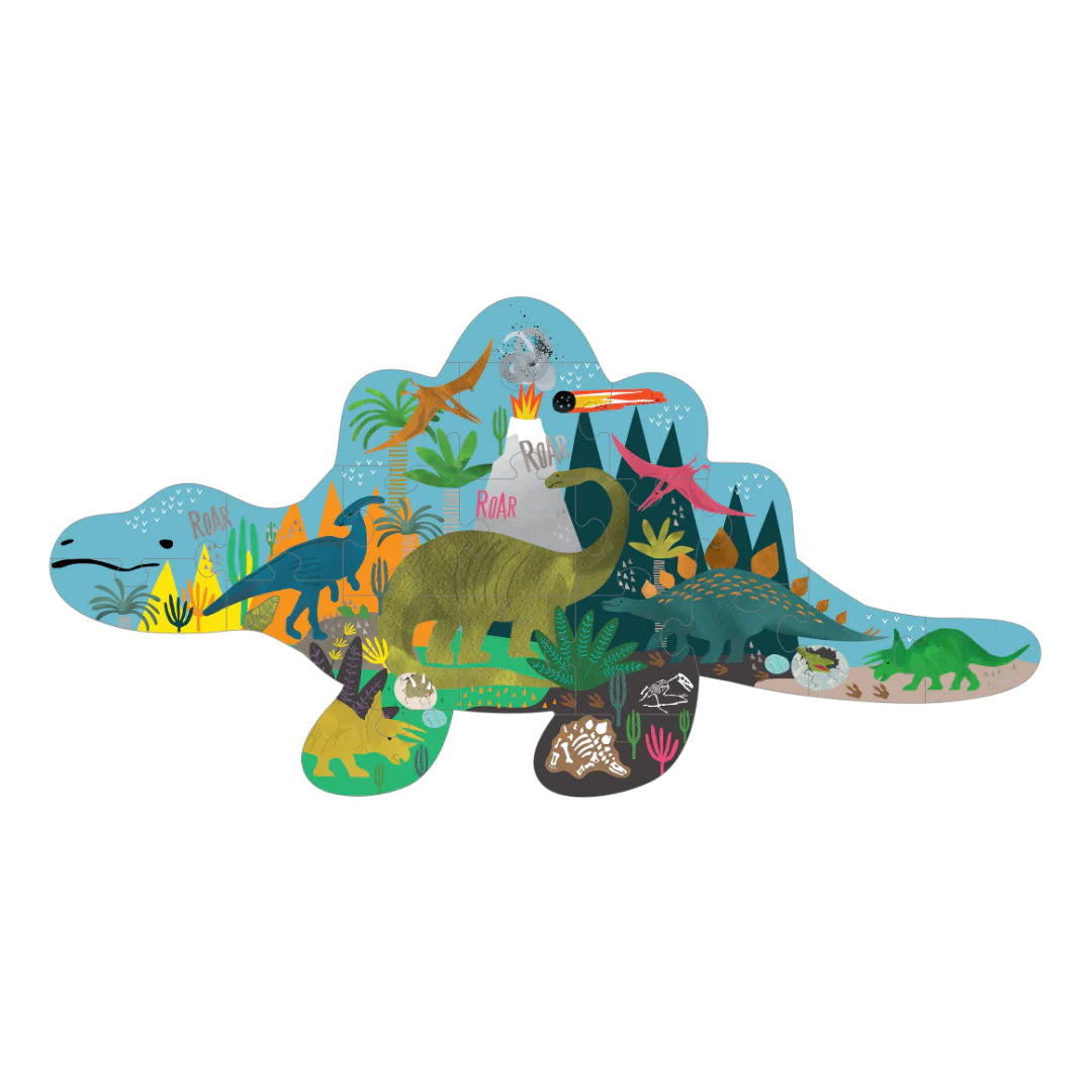 Floss & Rock Dino 20pc Dinosaur Shaped Jigsaw With Shaped Box