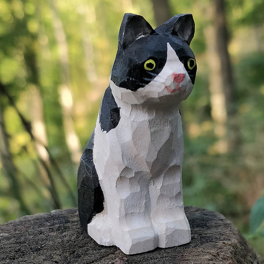 Wudimals Wooden Black & White Cat Animal Toy