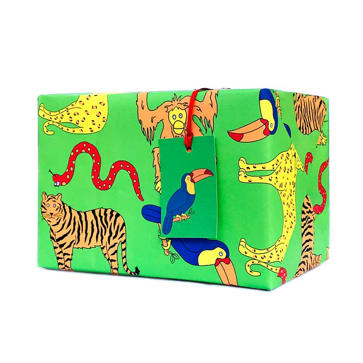 Neon Magpie Jungle Wrapping Paper