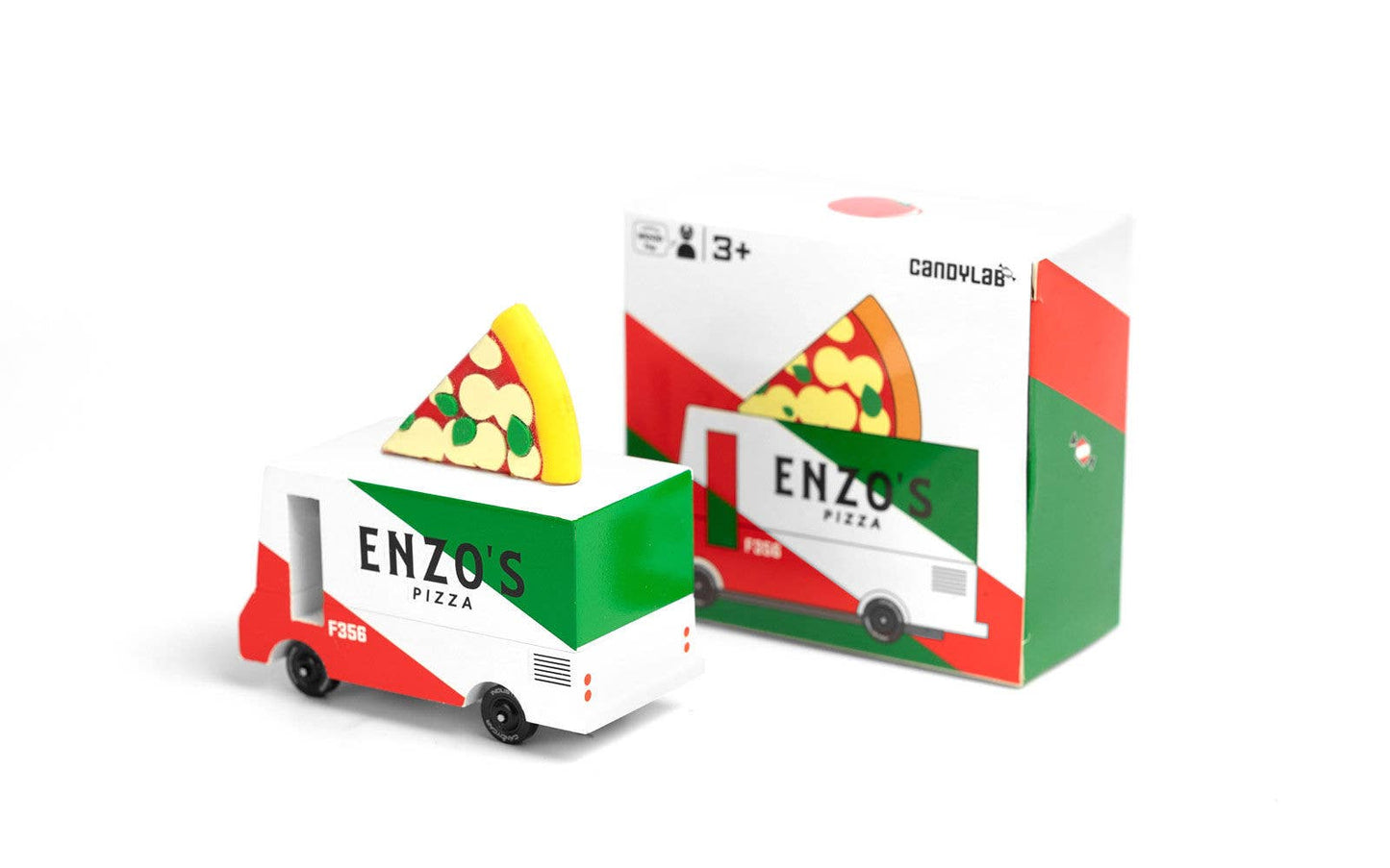 Candyvan - Pizza Van - Wooden Diecast Toy Car Candylab