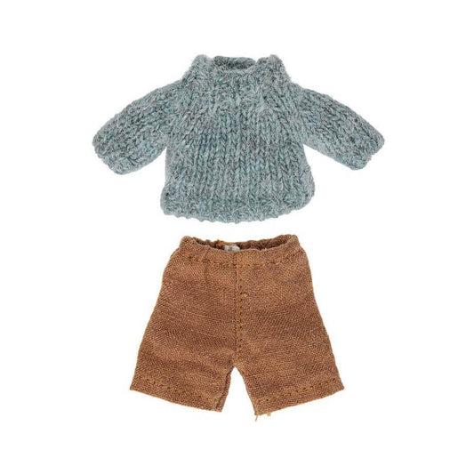 Maileg Clothes, Knitted Sweater & Pants for Big Brother Mouse