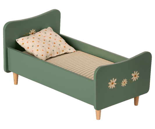 Maileg Wooden Bed, Mini- Mint Blue