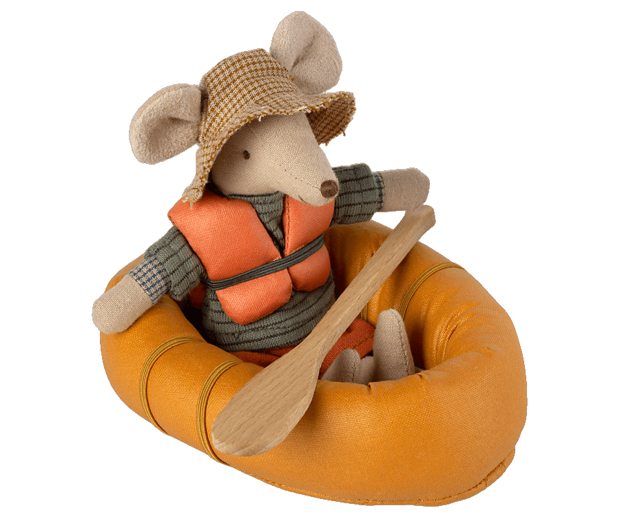 Maileg Rubber Boat, Mouse- Dusty Yellow