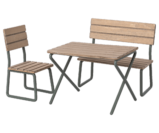 Maileg Garden Set, Table w. chair and bench. Mouse