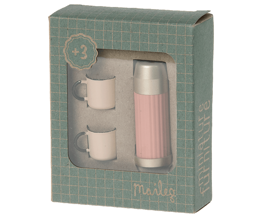 Maileg Thermos & Cups- Soft Coral