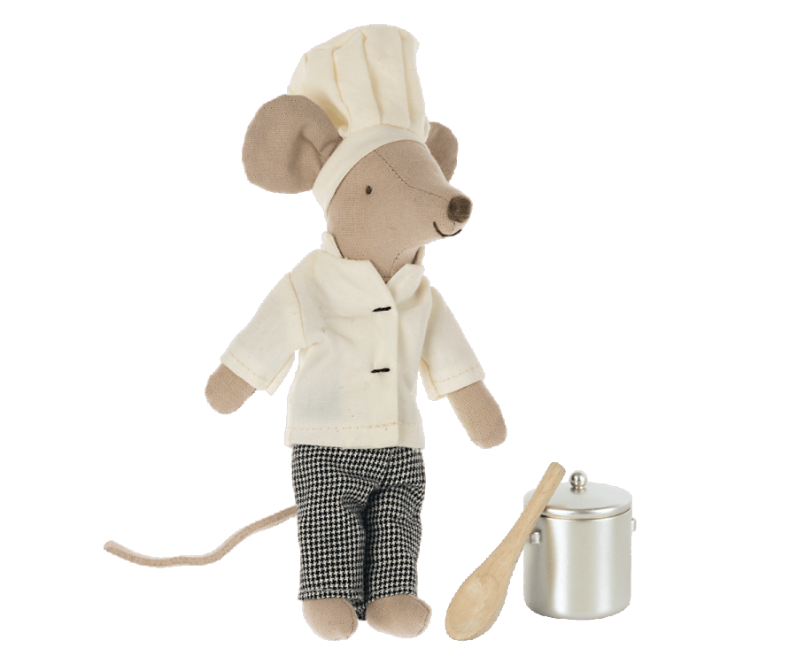 Maileg Chef Mouse w soup pot and spoon