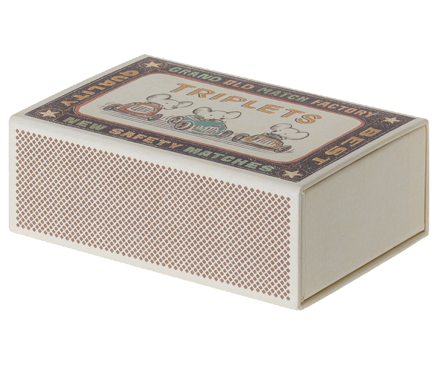 Maileg Triplets, Baby Mice in Matchbox