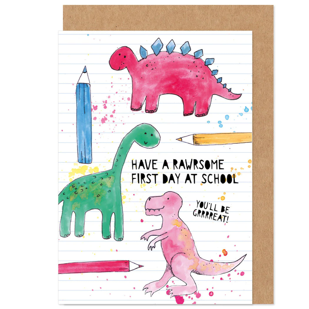 Bow & Bell Dinosaur Rawrsome 1st Day at School Card