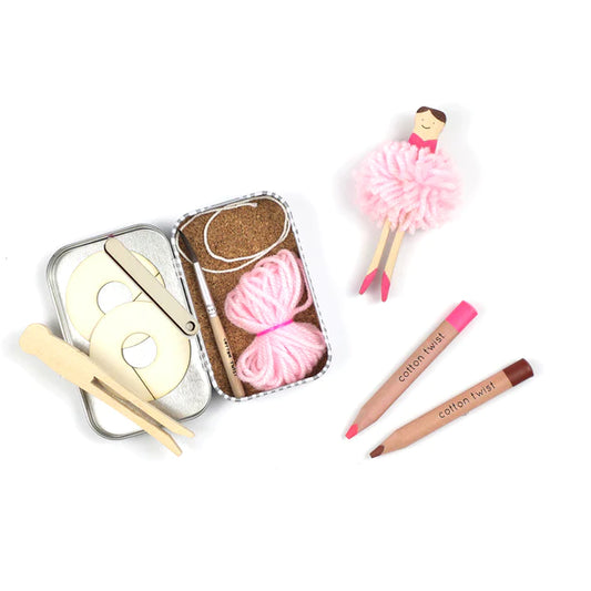 Cotton Twist Pom Pom Ballerina Craft Tin