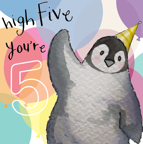 Hanxmade 5th Birthday Penguin Card